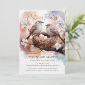 Invitation Beau Baby shower Jumeaux de la fête de nidificatio (Debout devant)