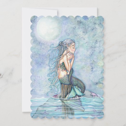 Invitation Beau Baby shower mère et bébé sirène (Devant)