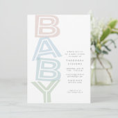 Invitation Beau baby shower pastel simple (Debout devant)