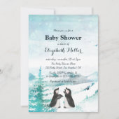 Invitation Beau Baby shower Paysager De Neige De Pingouin (Devant)