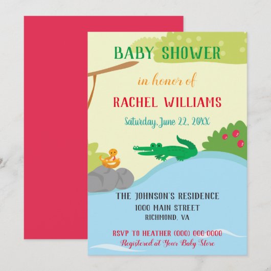 Invitation Beau Baby shower Safari (Devant / Derrière)