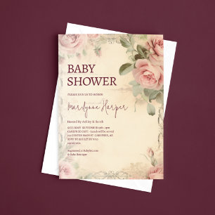 Invitation Beau Baby shower Vintage Floral Rose