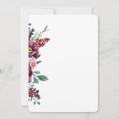 Invitation Beau Baptême de Fille Florale Broussaillée Bourgog (Dos)