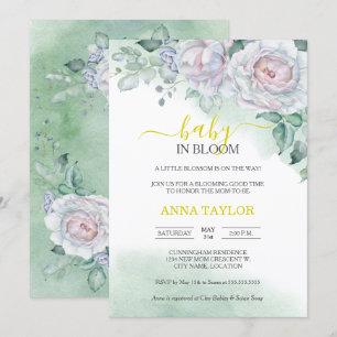 Invitation Beau Bébé Rose En Fleur Baby shower Floral