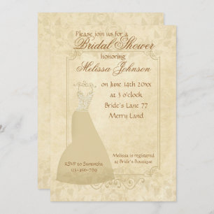 Invitation Beau Beige Vintage papier Fête des mariées Invitat
