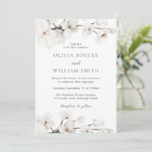 Invitation Beau Blanc Boho Floral Mariage moderne (Debout devant)