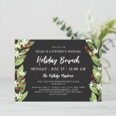 Invitation Beau Blanc Floral Rouge Berries Fête Brunch (Debout devant)