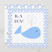 Invitation Beau Bleu baleine Pois Bébé Douche pour bébé (Devant / Derrière)