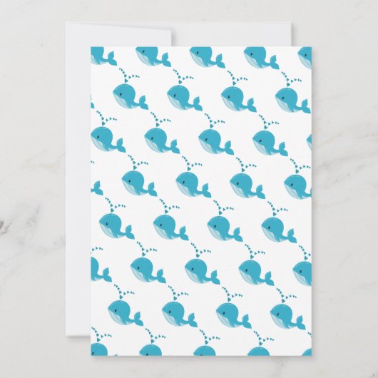 Invitation Beau bleu baleine typographie bébé garçon douche (Dos)