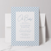 Invitation Beau bleu en vichy baby shower simple