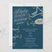 Invitation Beau Bleu Nid Oiseau Hatching Bientôt Baby shower (Devant)