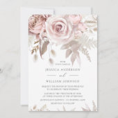Invitation Beau Blush Dusty Rose et Mariage ivoire (Devant)