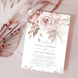 Invitation Beau Blush Dusty Rose et Mariage ivoire
