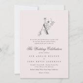 Invitation Beau Blush Floral 'A' Monogramme Sketched (Devant)