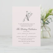 Invitation Beau Blush Floral 'A' Monogramme Sketched (Debout devant)
