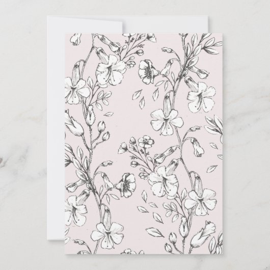 Invitation Beau Blush Floral 'A' Monogramme Sketched (Dos)