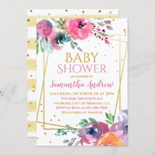 Invitation Beau Blush Floral Delicate Fille Baby shower