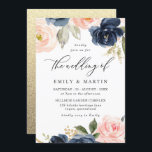 Invitation Beau Blush & Navy Floral Spring Wedding<br><div class="desc">Belle Blush & Navy Floral Spring Wedding Invitation Voir les modèles et objets correspondants dans Niche and Nest Store</div>