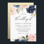 Invitation Beau Blush & Navy Floral Spring Wedding<br><div class="desc">Belle Blush & Navy Floral Spring Wedding Invitation Voir les modèles et objets correspondants dans Niche and Nest Store</div>