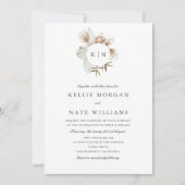Invitation Beau Boho Botanical Wreath Monogram Mariage (Devant)