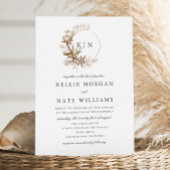 Invitation Beau Boho Botanical Wreath Monogram Mariage