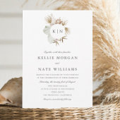 Invitation Beau Boho Botanical Wreath Monogram Mariage
