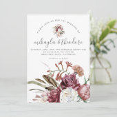 Invitation Beau Boho Floral Bouquet Mariage (Debout devant)