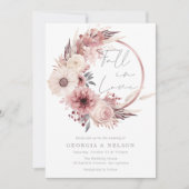 Invitation Beau Boho rose pâle automne Mariage d'automne (Devant)