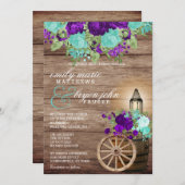 Invitation Beau bois d'Amérique avec Turquoise & foncé violet (Devant / Derrière)