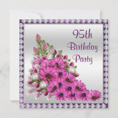 Invitation Beau bouquet et diamants Lilac 95e anniversaire (Devant)