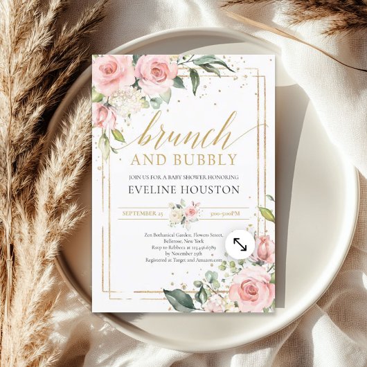 Invitation Beau brunch rose boho et mousseux