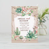 Invitation Beau Cactus Succulent Sun Mariage géométrique (Debout devant)