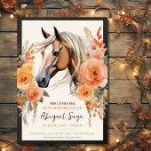 Invitation Beau Cheval et Fleurs Anniversaire
