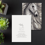 Invitation Beau Cheval Script moderne 30e anniversaire<br><div class="desc">Ce script moderne 30ème anniversaire invitation est parfait pour tous les amateurs de cheval. L'avant présente un design minimaliste moderne avec un beau cheval gris argenté orné sur le dos. Toutes les polices et les couleurs peuvent être customisées,  sur le devant de l'invitation.</div>