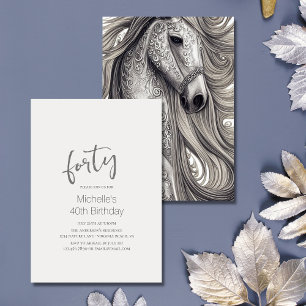 Invitation Beau Cheval Script moderne 40e anniversaire