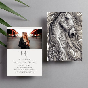Invitation Beau Cheval Script moderne Photo 30e anniversaire