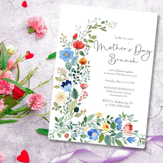 Invitation Beau Chic Fleur sauvage Fête des Mères Brunch