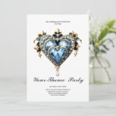 Invitation Beau coeur bleu noble. (Debout devant)