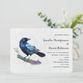 Invitation Beau corbeau sur un Mariage de branche d'arbre (Debout devant)
