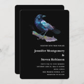 Invitation Beau corbeau sur un Mariage de branche d'arbre (Devant / Derrière)