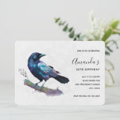 Invitation Beau Corbeau sur une branche d'arbre Anniversaire (Debout devant)