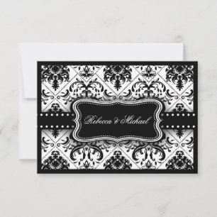 Invitation Beau Damas Vintage noir et blanc