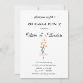 Invitation Beau Dîner de répétition Fleur sauvage aquarelle (Devant)