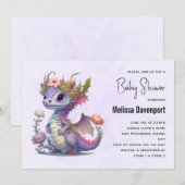 Invitation Beau Dragon avec élégant Baby shower de la Couronn (Devant / Derrière)