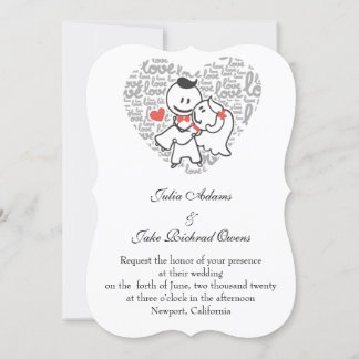 Invitation Beau drôle couple mariage romantique