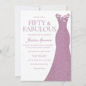 Invitation Beau Dusty Rose & Robe Rose 50e anniversaire (Devant)