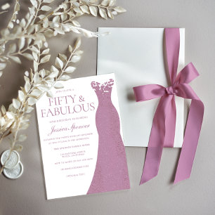 Invitation Beau Dusty Rose & Robe Rose 50e anniversaire