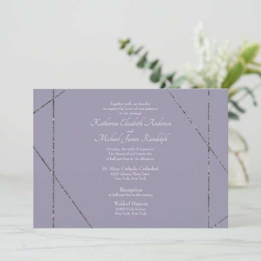 Invitation Beau Elegant Lavender Mariage photo (Debout devant)