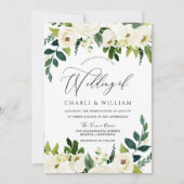 Invitation Beau Elégant Mariage Floral Blanc (Devant)