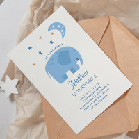Beau éléphant bleu et lune. Enfants mignons annive